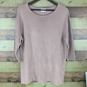 Wilfred by Aritzia blush/pink rubbed knit 3/4 top